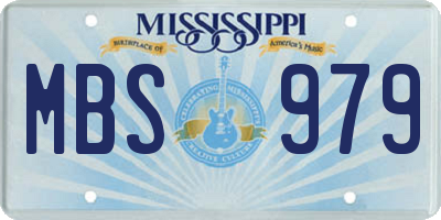 MS license plate MBS979