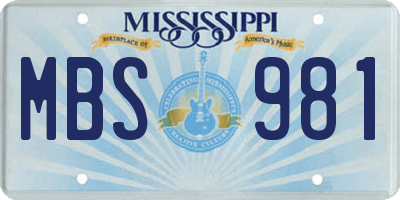 MS license plate MBS981