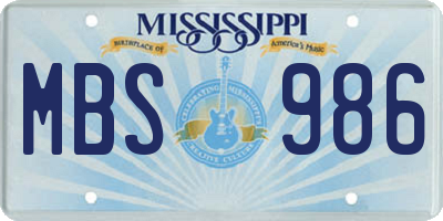 MS license plate MBS986