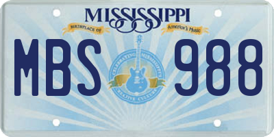 MS license plate MBS988