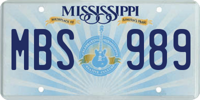 MS license plate MBS989