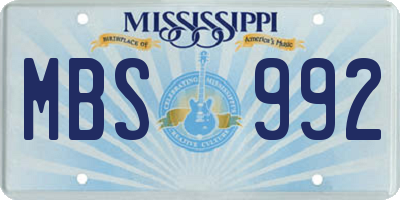 MS license plate MBS992