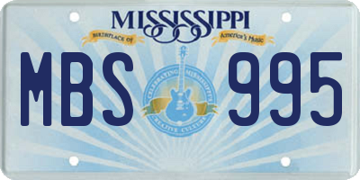 MS license plate MBS995