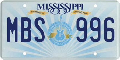 MS license plate MBS996