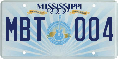 MS license plate MBT004