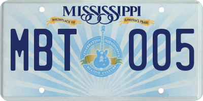 MS license plate MBT005