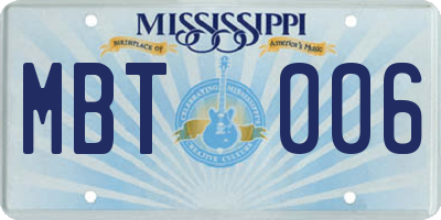 MS license plate MBT006