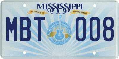 MS license plate MBT008