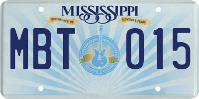 MS license plate MBT015