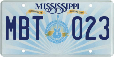 MS license plate MBT023