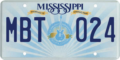MS license plate MBT024