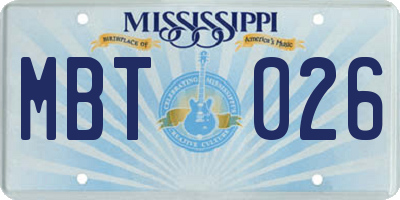 MS license plate MBT026