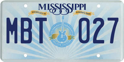 MS license plate MBT027