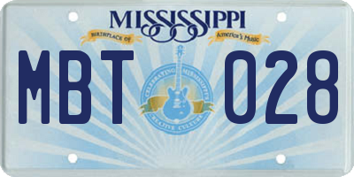 MS license plate MBT028