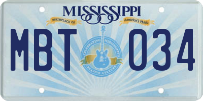 MS license plate MBT034