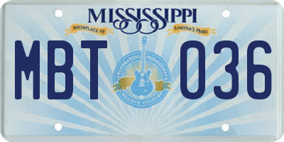 MS license plate MBT036