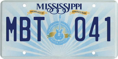 MS license plate MBT041