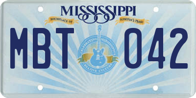 MS license plate MBT042