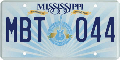 MS license plate MBT044