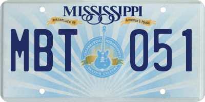 MS license plate MBT051