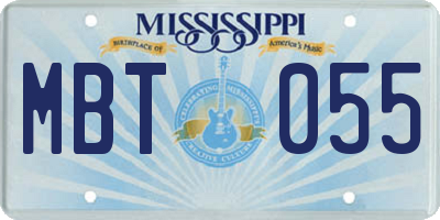 MS license plate MBT055