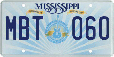 MS license plate MBT060