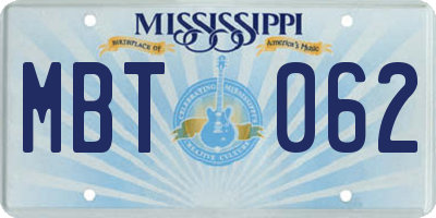 MS license plate MBT062