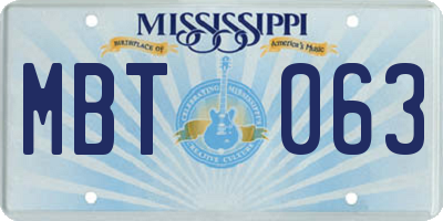 MS license plate MBT063