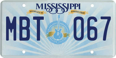 MS license plate MBT067