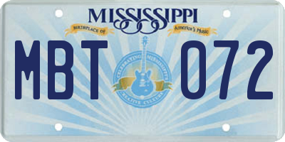 MS license plate MBT072