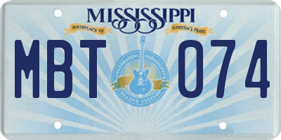 MS license plate MBT074