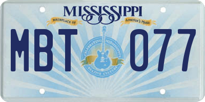 MS license plate MBT077