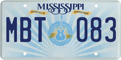 MS license plate MBT083