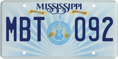 MS license plate MBT092