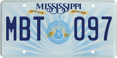 MS license plate MBT097