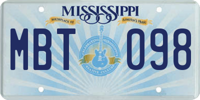 MS license plate MBT098