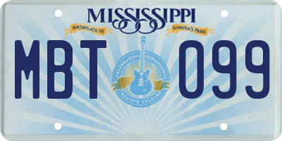 MS license plate MBT099