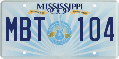 MS license plate MBT104