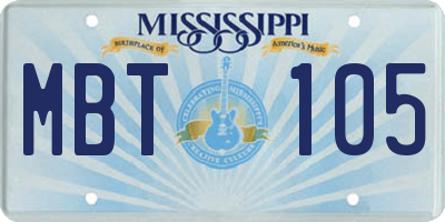 MS license plate MBT105