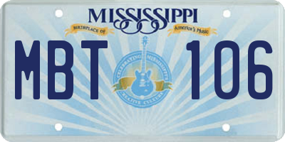 MS license plate MBT106