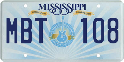 MS license plate MBT108