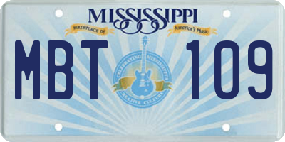 MS license plate MBT109
