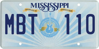 MS license plate MBT110