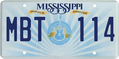 MS license plate MBT114
