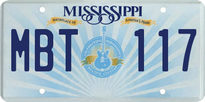 MS license plate MBT117