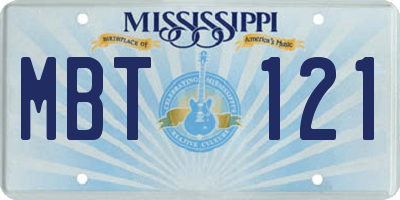 MS license plate MBT121