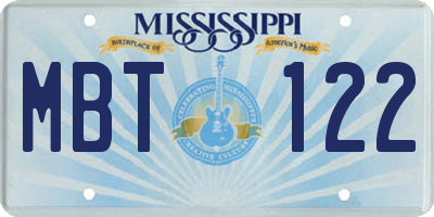 MS license plate MBT122