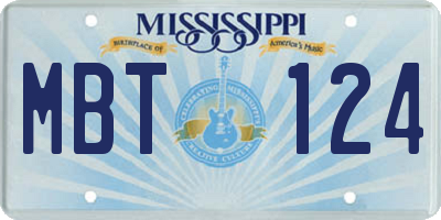 MS license plate MBT124