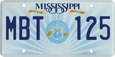 MS license plate MBT125
