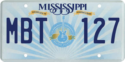 MS license plate MBT127